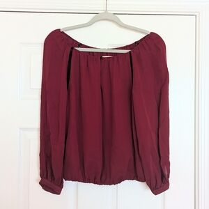 Alice + Olivia Red Off the Shoulder silk blouse size XS